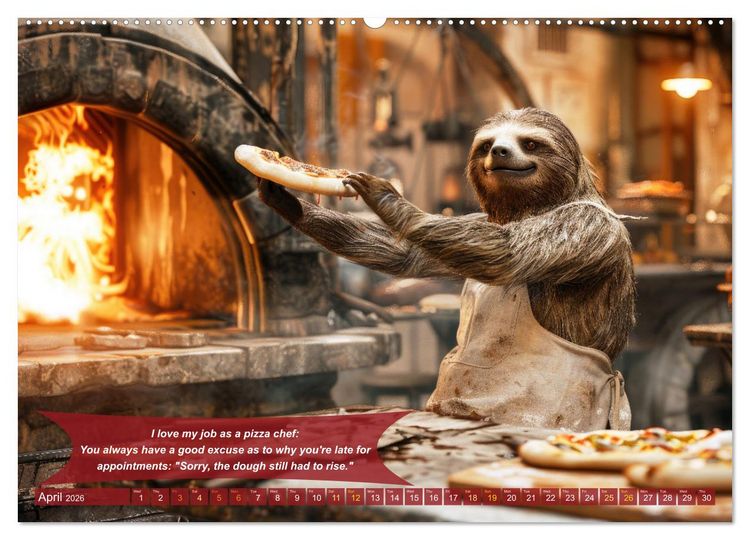 Produktbild: Funny charming animals as pizza chef (High Quality Premium Wall Calendar 2026 DIN A2 landscape),CALVENDO 12 Month Wall Calendar