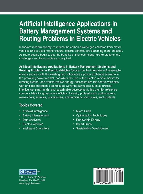 Produktbild: Artificial Intelligence Applications in Battery Management Systems and Routing Problems in Electric Vehicles