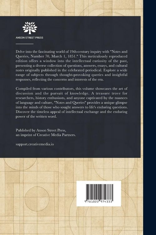 Produktbild: Notes and Queries, Number 70, March 1, 1851