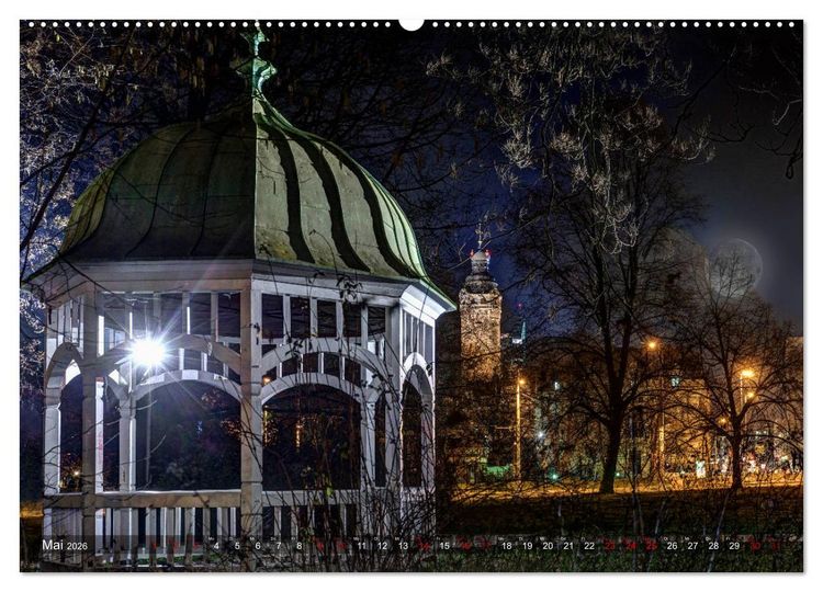 Produktbild: Nachts in Leipzig (hochwertiger Premium Wandkalender 2026 DIN A2 quer), Kunstdruck in Hochglanz