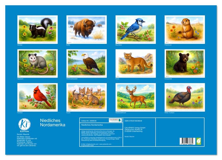 Produktbild: Niedliches Nordamerika (Wandkalender 2026 DIN A2 quer), CALVENDO Monatskalender