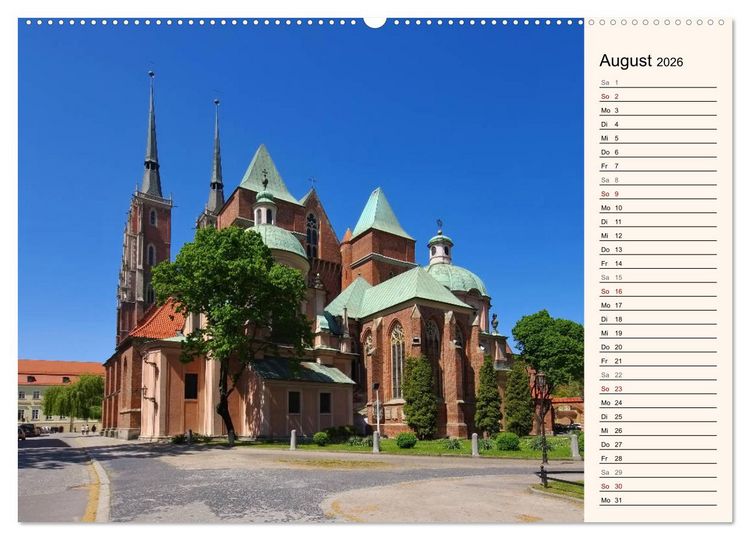 Produktbild: Breslau - Schlesiens Herz an der Oder (hochwertiger Premium Wandkalender 2026 DIN A2 quer), Kunstdruck in Hochglanz