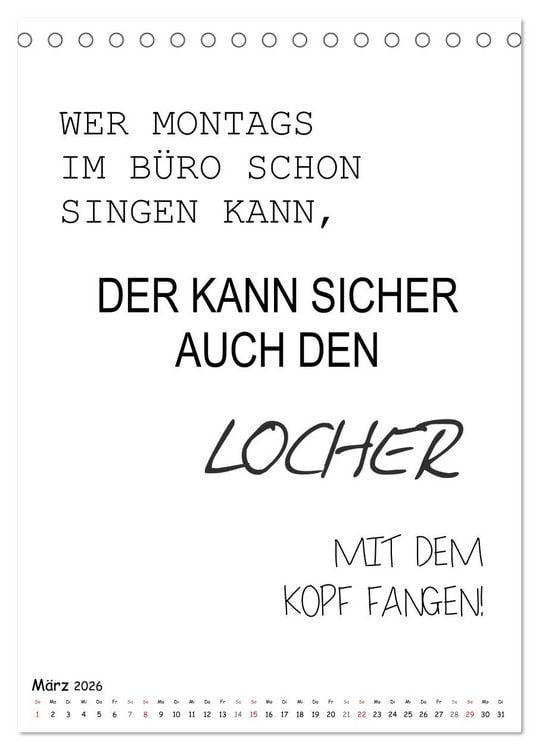 Produktbild: Typo-Kalender f&uuml;r das B&uuml;ro. Gemeine und lustige Spr&uuml;che (Tischkalender 2026 DIN A5 hoch), CALVENDO Monatskalender