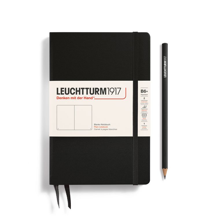 Produktbild: LEUCHTTURM1917 Notizbuch Paperback (B6+), Hardcover, 219 nummerierte Seiten, Schwarz, Blanko