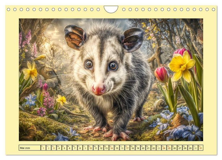 Produktbild: Sanfte Beutelratten. Opossums im stillen Rhythmus der Natur (Wandkalender 2026 DIN A4 quer), CALVENDO Monatskalender