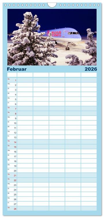 Produktbild: Familienplaner 2026 - Faszination Fliegerei mit 5 Spalten (Wandkalender, 21 x 45 cm) CALVENDO