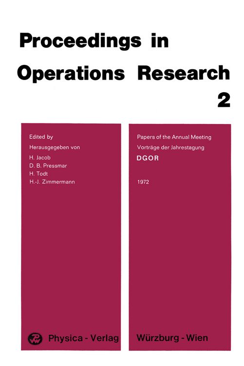 Produktbild: Vortr&auml;ge der Jahrestagung 1972 DGOR / Papers of the Annual Meeting 1972