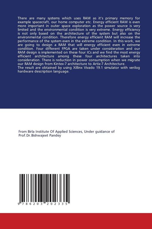 Produktbild: Energy Efficient Design Of RAM And It's Implementation on FPGA