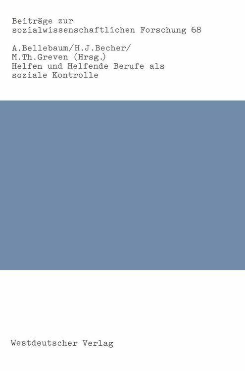 Produktbild: Helfen und Helfende Berufe als soziale Kontrolle
