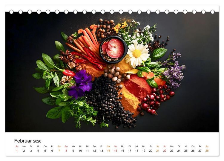 Produktbild: K&uuml;chenkalender Gew&uuml;rzwelt (Tischkalender 2026 DIN A5 quer), CALVENDO Monatskalender
