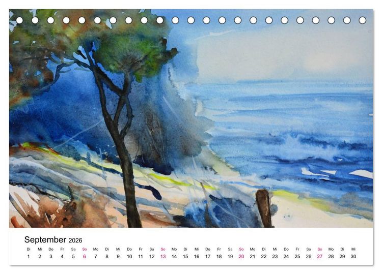 Produktbild: Mit Aquarellen durch das Jahr (Tischkalender 2026 DIN A5 quer), CALVENDO Monatskalender