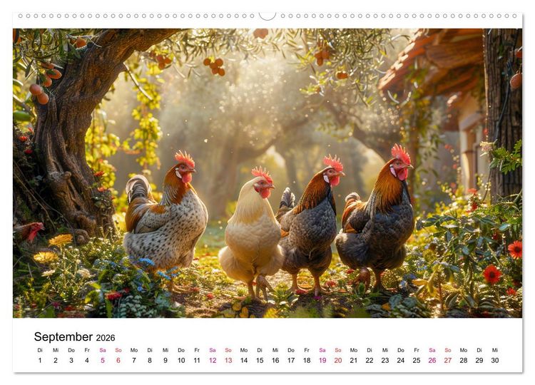 Produktbild: H&uuml;hner Federvieh (Wandkalender 2026 DIN A2 quer), CALVENDO Monatskalender