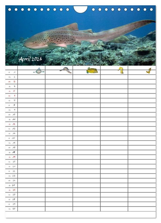 Produktbild: Der Unterwasser Familienplaner 2026 (Wandkalender 2026 DIN A4 hoch), CALVENDO Monatskalender