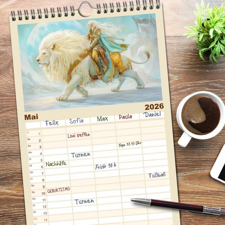 Produktbild: Familienplaner 2026 - Willkommen im Fantasieland - M&auml;rchenbilder mit 5 Spalten (Wandkalender, 21 x 45 cm) CALVENDO
