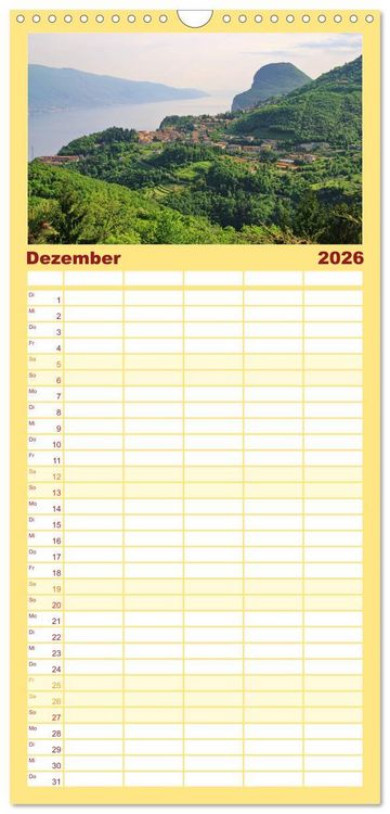 Produktbild: Familienplaner 2026 - Gardasee mit 5 Spalten (Wandkalender, 21 x 45 cm) CALVENDO