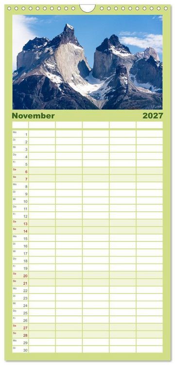 Produktbild: Familienplaner 2027 - Chile - Facetten landschaftlicher Vielfalt mit 5 Spalten (Wandkalender, 21 x 45 cm) CALVENDO