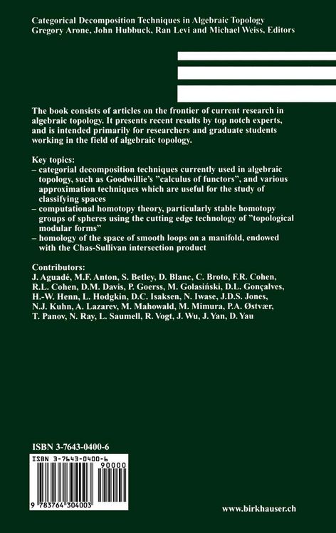 Produktbild: Categorical Decomposition Techniques in Algebraic Topology