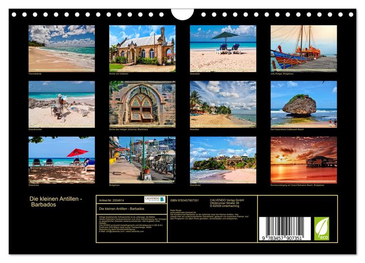 Produktbild: Die kleinen Antillen - Barbados (Wandkalender 2026 DIN A4 quer), CALVENDO Monatskalender
