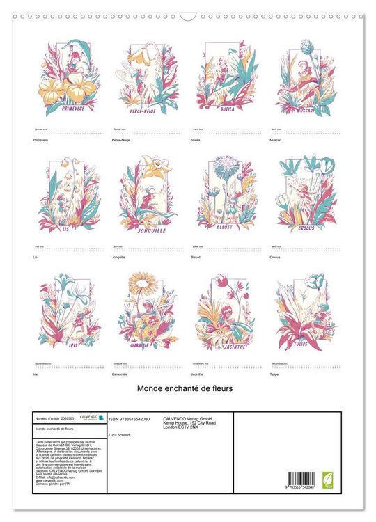 Produktbild: Monde enchant&eacute; de fleurs (Calendrier mural 2026 DIN A2 horizontal), CALVENDO calendrier mensuel