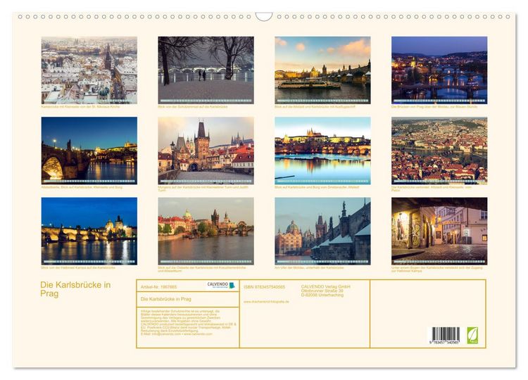 Produktbild: Die Karlsbr&uuml;cke in Prag (Wandkalender 2026 DIN A2 quer), CALVENDO Monatskalender
