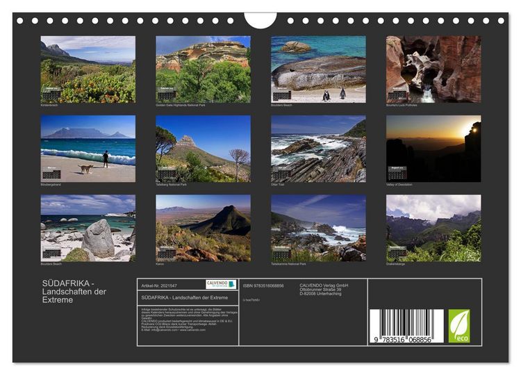 Produktbild: S&Uuml;DAFRIKA - Landschaften der Extreme (Wandkalender 2026 DIN A4 quer), CALVENDO Monatskalender
