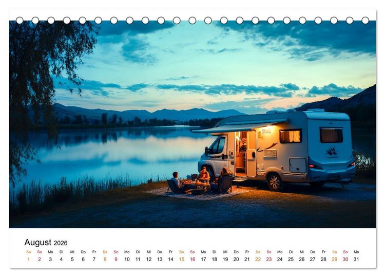 Produktbild: Wohnmobil grenzenlos (Tischkalender 2026 DIN A5 quer), CALVENDO Monatskalender