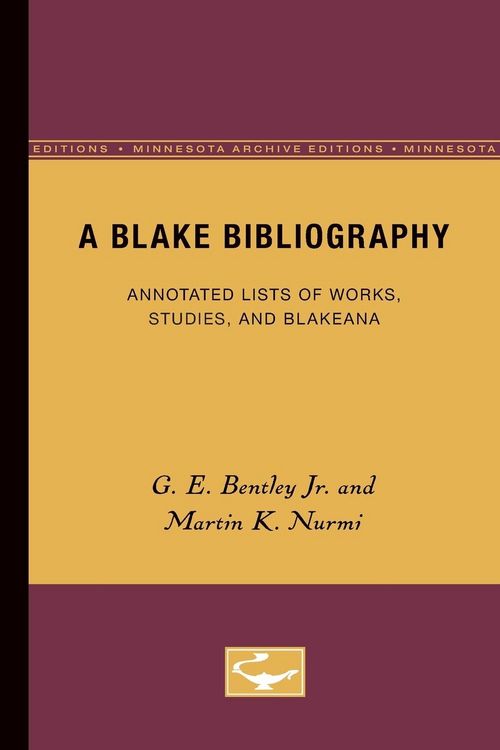 Produktbild: Bentley Jr, G: Blake Bibliography