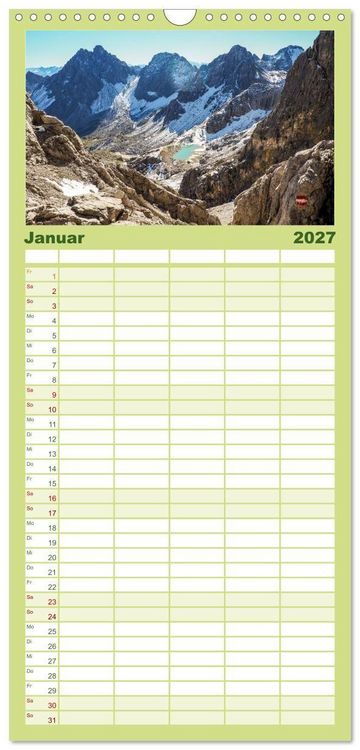 Produktbild: Familienplaner 2027 - Lechtaler Alpen mit 5 Spalten (Wandkalender, 21 x 45 cm) CALVENDO