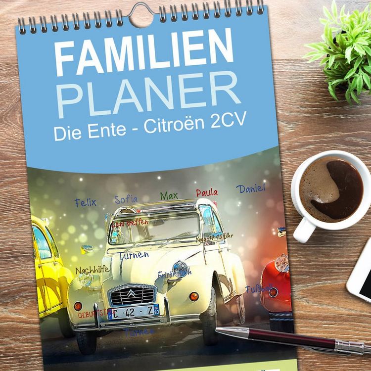 Produktbild: Familienplaner 2026 - Die Ente - Citro&euml;n 2CV mit 5 Spalten (Wandkalender, 21 x 45 cm) CALVENDO
