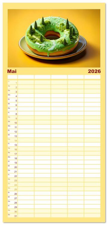 Produktbild: Familienplaner 2026 - Donuts - Eine Reise durch die Jahreszeiten mit 5 Spalten (Wandkalender, 21 x 45 cm) CALVENDO