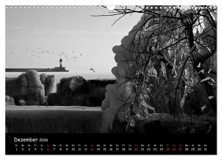 Produktbild: R&uuml;gen in schwarz-wei&szlig; (Wandkalender 2026 DIN A3 quer), CALVENDO Monatskalender