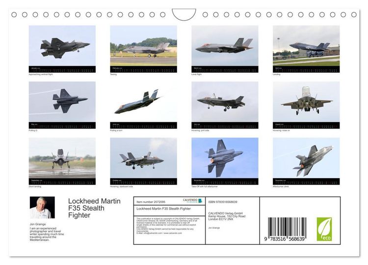 Produktbild: Lockheed Martin F35 Stealth Fighter (Wall Calendar 2026 DIN A4 landscape), CALVENDO 12 Month Wall Calendar