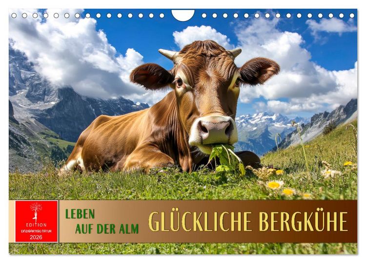 Produktbild: Gl&uuml;ckliche Bergk&uuml;he - Leben auf der Alm (Wandkalender 2026 DIN A4 quer), CALVENDO Monatskalender