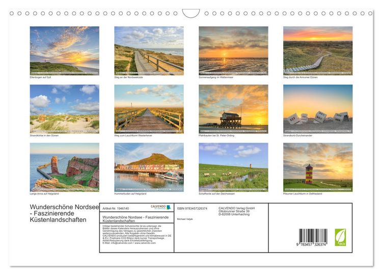 Produktbild: Wundersch&ouml;ne Nordsee - Faszinierende K&uuml;stenlandschaften (Wandkalender 2026 DIN A3 quer), CALVENDO Monatskalender