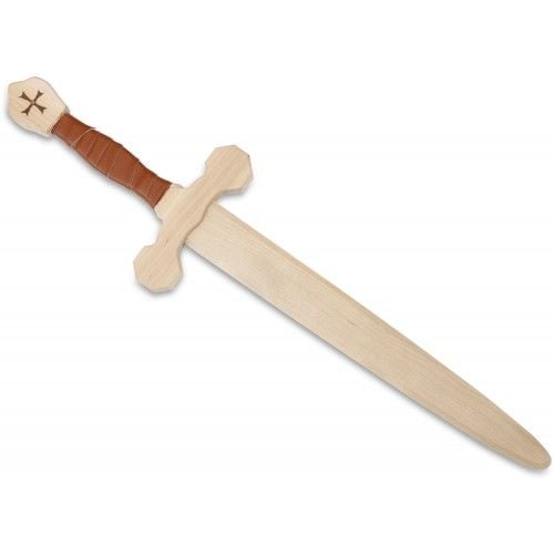Produktbild: BestSaller 1012 - Templer-Schwert, Birke, 63cm, Holz-Schwert, Griff mit brauner Kunstlederwickelung