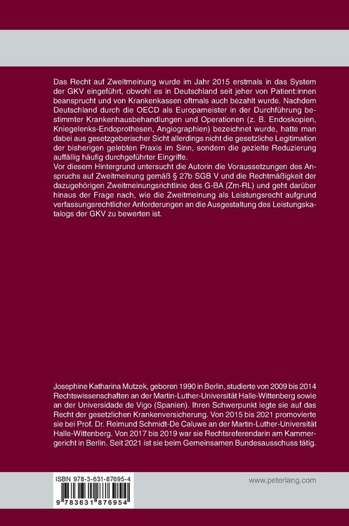 Produktbild: Das Recht auf eine &auml;rztliche Zweitmeinung zur Krankenbehandlung im Rahmen der gesetzlichen Krankenversicherung