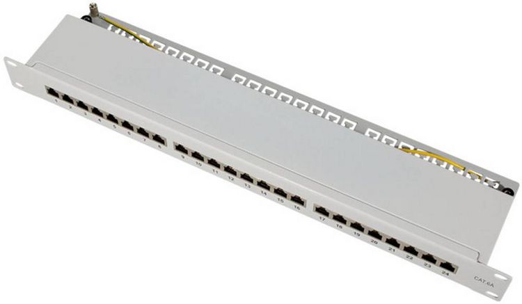 Produktbild: LogiLink NP0060 24 Port Patch-Panel 483mm (19\") CAT 6a 1 HE Grau
