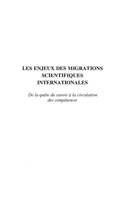 Produktbild: Les Enjeux des Migrations Scientifiques Internationales
