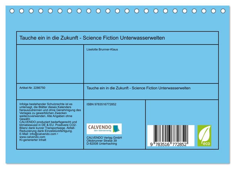 Produktbild: Tauche ein in die Zukunft - Science Fiction Unterwasserwelten (Tischkalender 2027 DIN A5 quer), CALVENDO Monatskalender