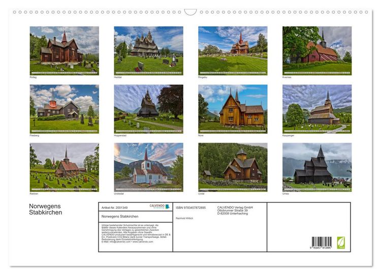Produktbild: Norwegens Stabkirchen (Wandkalender 2026 DIN A2 quer), CALVENDO Monatskalender