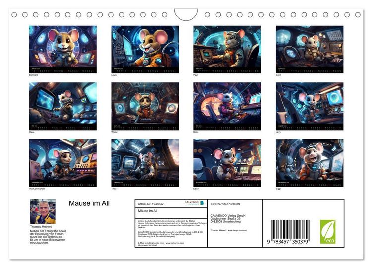 Produktbild: M&auml;use im All (Wandkalender 2026 DIN A4 quer), CALVENDO Monatskalender