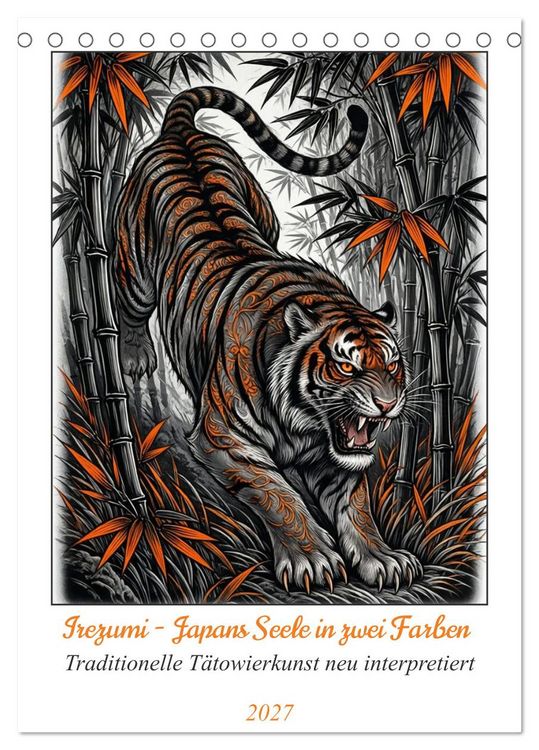 Produktbild: Irezumi - Japans Seele in zwei Farben (Tischkalender 2027 DIN A5 hoch), CALVENDO Monatskalender