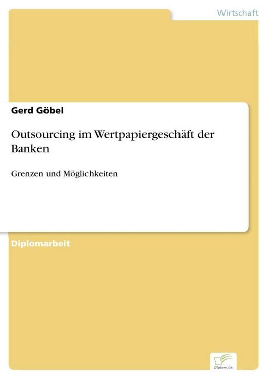 Produktbild: Outsourcing im Wertpapiergesch&auml;ft der Banken