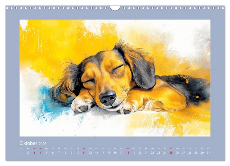 Produktbild: Dackelzauber. Charmante Begleiter im lieblichen Aquarell-Stil (Wandkalender 2026 DIN A3 quer), CALVENDO Monatskalender