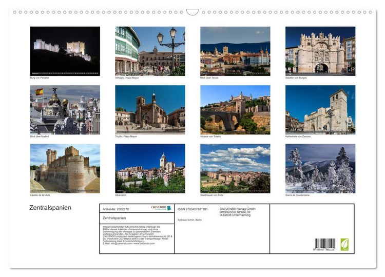 Produktbild: Zentralspanien (Wandkalender 2026 DIN A2 quer), CALVENDO Monatskalender