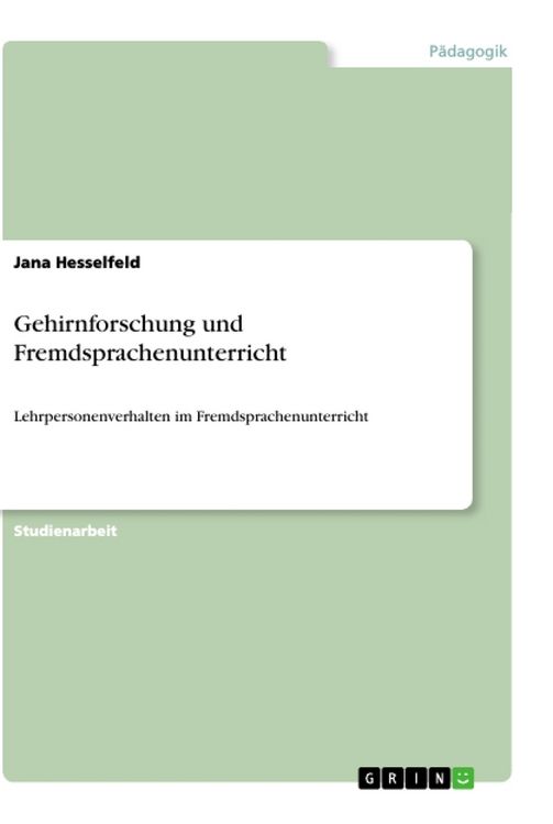 Produktbild: Gehirnforschung und Fremdsprachenunterricht