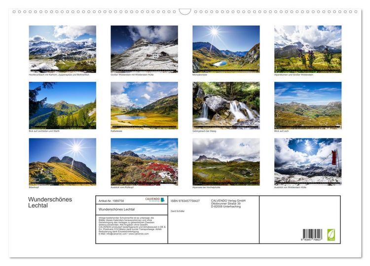 Produktbild: Wundersch&ouml;nes Lechtal (Wandkalender 2026 DIN A2 quer), CALVENDO Monatskalender
