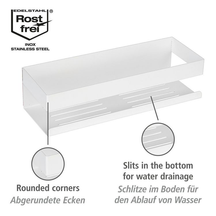 Produktbild: Turbo-Loc&reg; Wandablage Mod. Genova White matt, Befestigen ohne Bohren mit Spezial-Klebepad