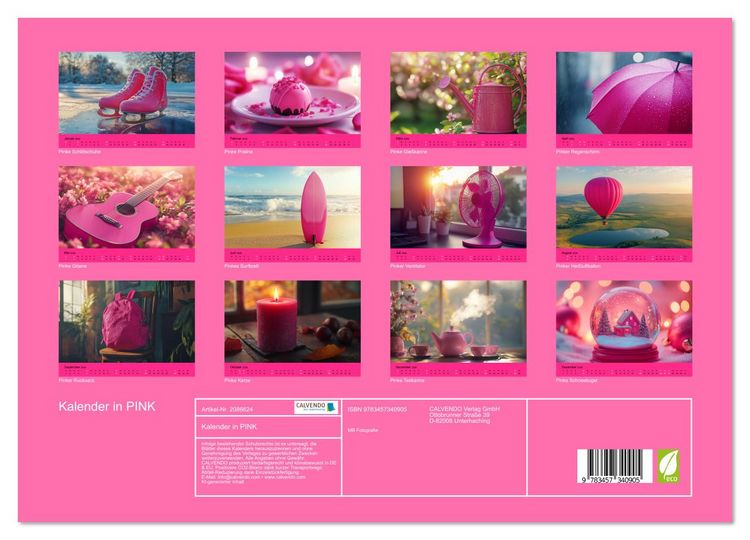 Produktbild: Kalender in PINK (Wandkalender 2026 DIN A3 quer), CALVENDO Monatskalender
