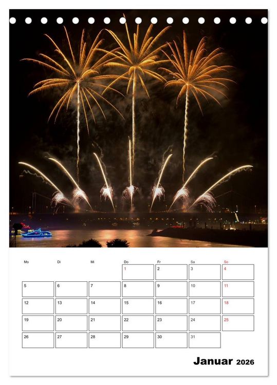 Produktbild: Feuerwerke Terminplaner (Tischkalender 2026 DIN A5 hoch), CALVENDO Monatskalender